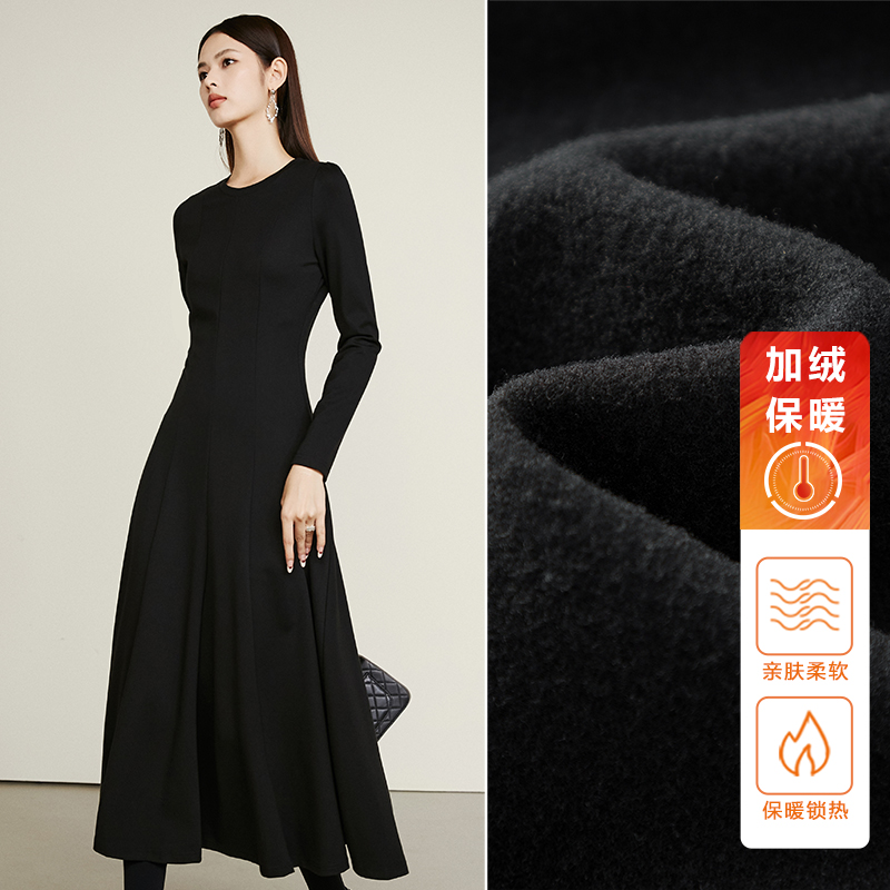 千寻宜高腰加绒大摆连衣裙