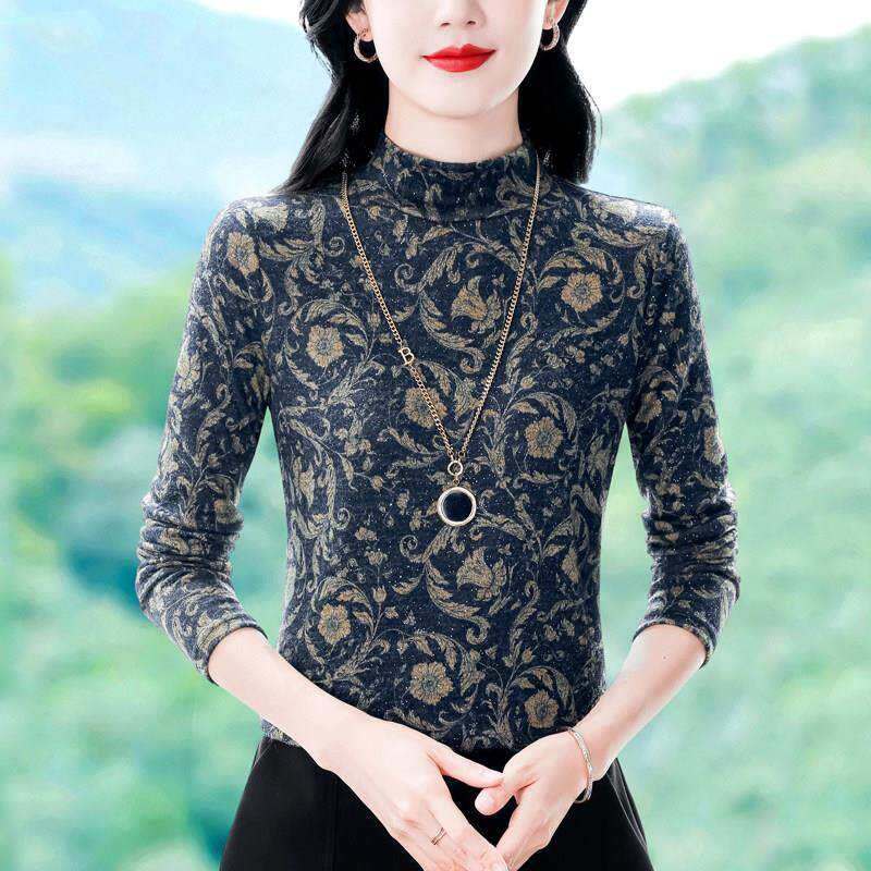 JOYIASS2025长袖印花T恤女秋冬新款打底上衣洋气内搭小衫