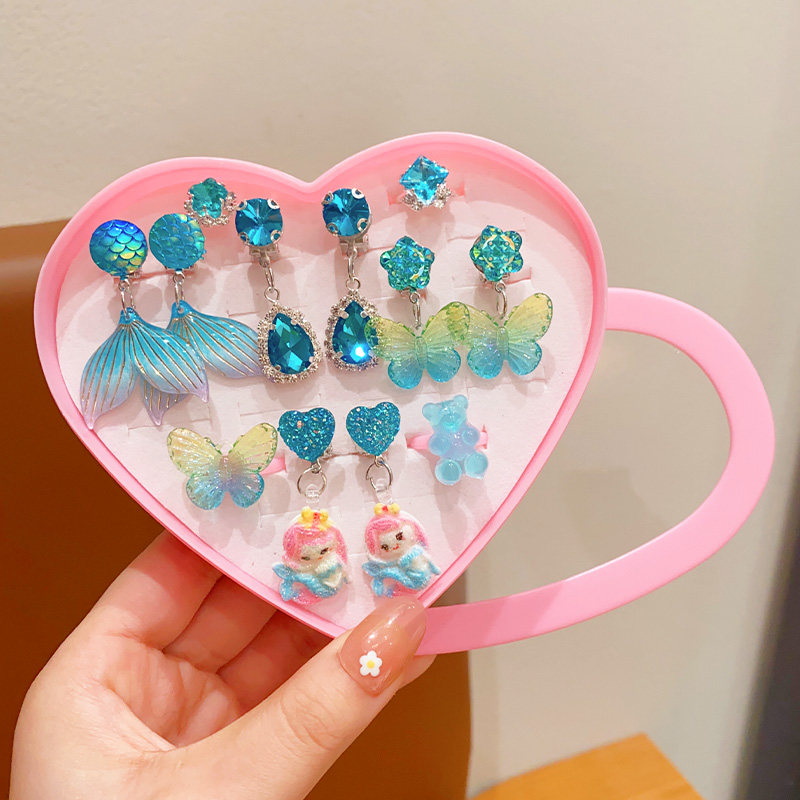 儿童美人鱼耳夹女童耳环配饰女孩卡通公主耳钉宝宝耳饰六一儿童节,童装/婴儿装/亲子装,发饰,淘宝优惠券,粉丝福利购,淘宝优惠卷