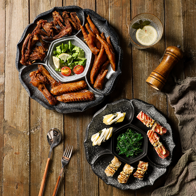 日式卤水拼盘盘子陶瓷干果分格盘