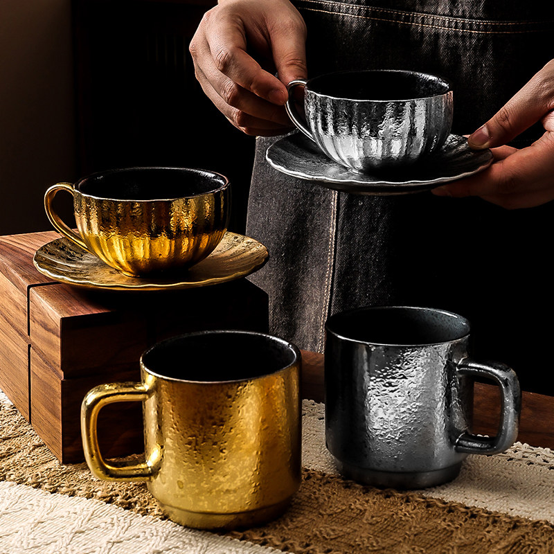 日式复古纯手工咖啡杯杯碟套装北欧风马克杯陶瓷家用手握水杯茶杯,餐饮具,咖啡杯,淘宝优惠券,粉丝福利购,淘宝优惠卷