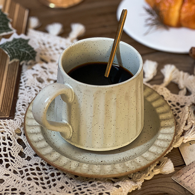 日式复古粗陶窑变咖啡杯