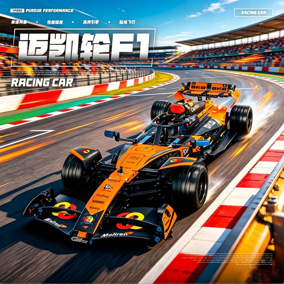 迈凯轮积木拼装玩具儿童益智f1方程式汽车模型遥控车礼物