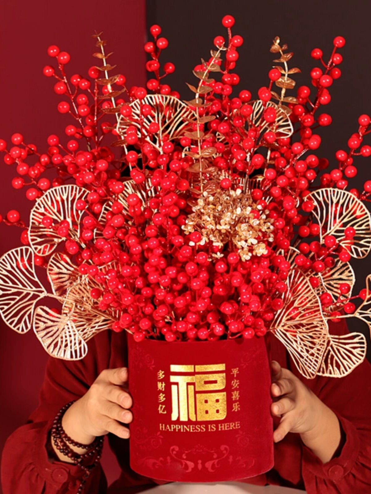 2025蛇年发财果福桶新年装饰摆件春节店铺装饰用品过年桌面布置