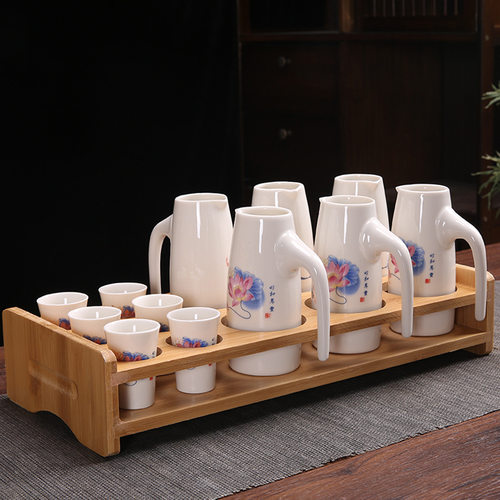 陶瓷酒杯家用白酒杯带把手分酒器