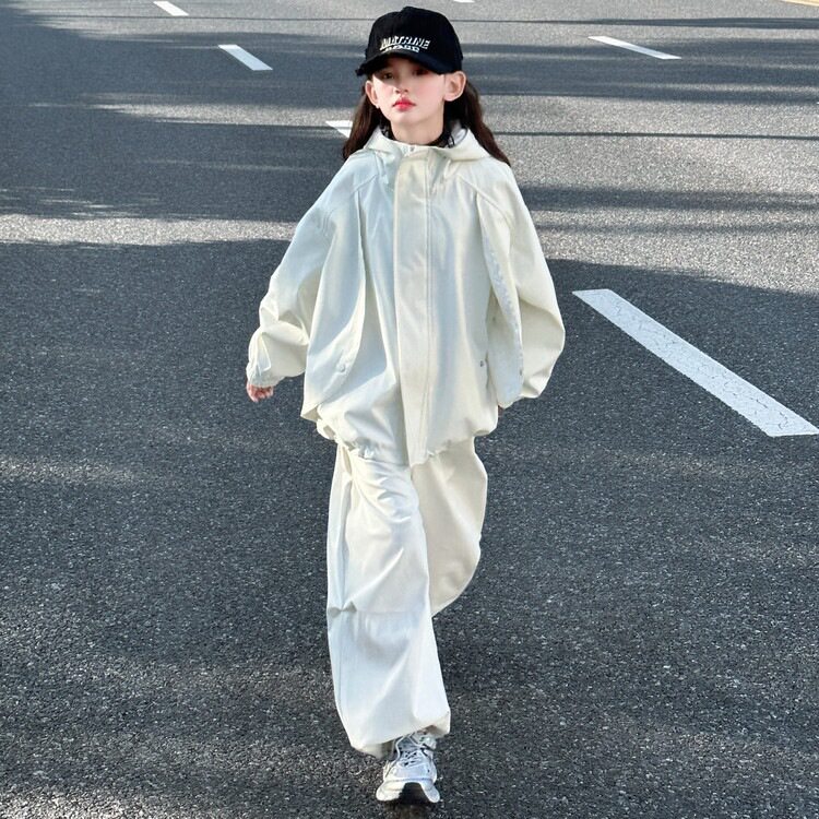 韩版女童潮酷穿搭套装秋2026新款洋气儿童防风衣服大童工装两件套