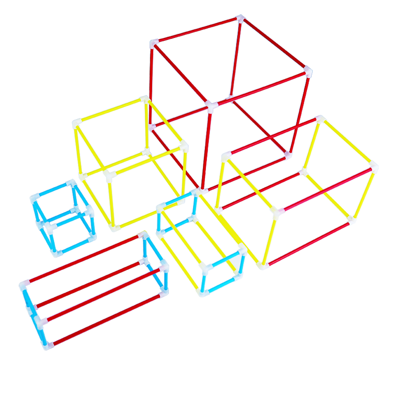 【苏育】新课标塑料搭建正方体长方体框架模型三种尺寸小棒三通头几何体特殊ABS环保材料可拆卸认识空间教学
