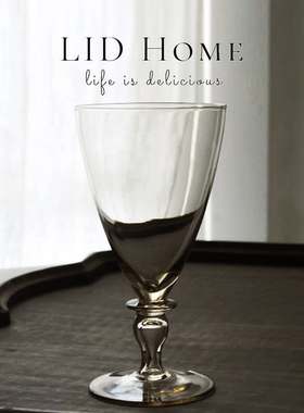 捷克森林玻璃杯手工吹制高脚杯香槟杯红酒杯线圈装饰烟灰色