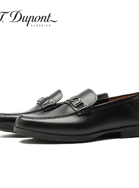 S.T. Dupont/都彭牛皮乐福鞋一脚蹬懒人皮鞋黑色金属扣E31131020