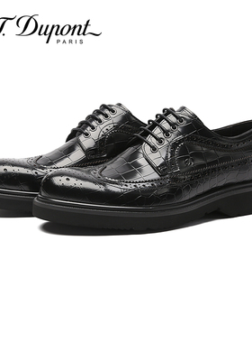 S.T. Dupont/都彭雕花皮鞋商务正装鞋黑色鳄鱼纹德比鞋E30253112