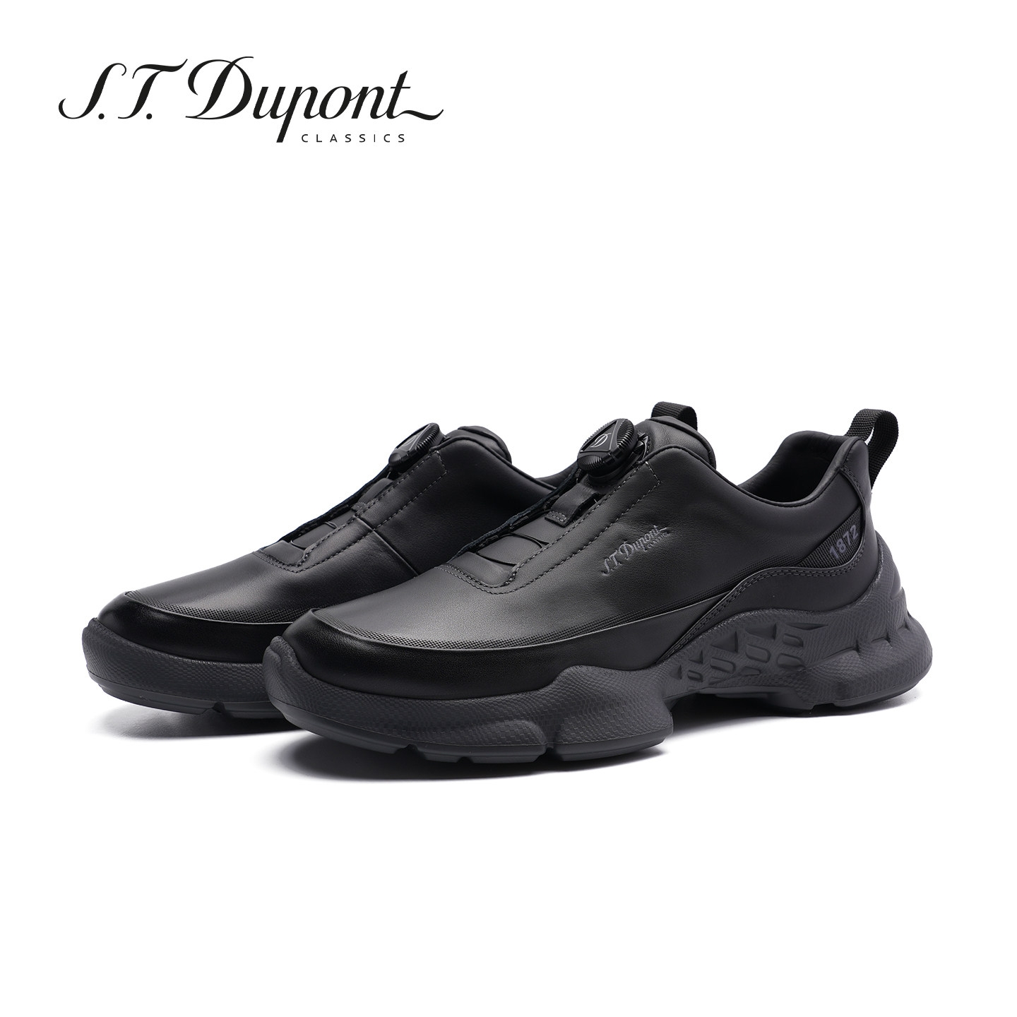 S.T. Dupont/都彭真皮厚底纽扣男鞋黑色运动休闲鞋百搭G35161923