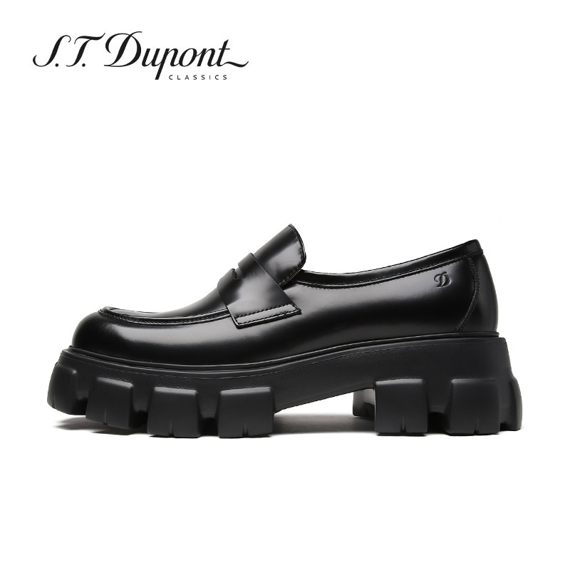 S.T. Dupont都彭真皮男士增高乐福鞋一脚蹬厚底大头皮鞋L32150203