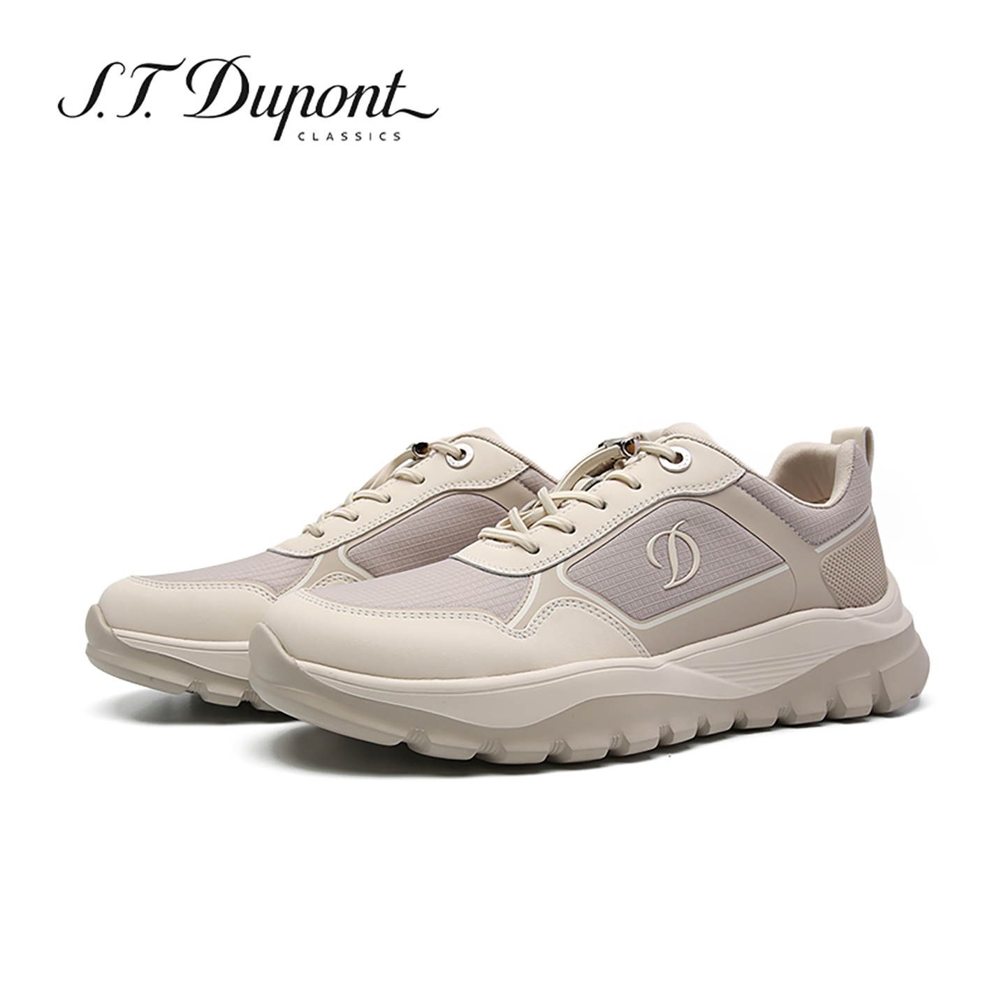 都彭运动鞋男真皮网布透气休闲鞋