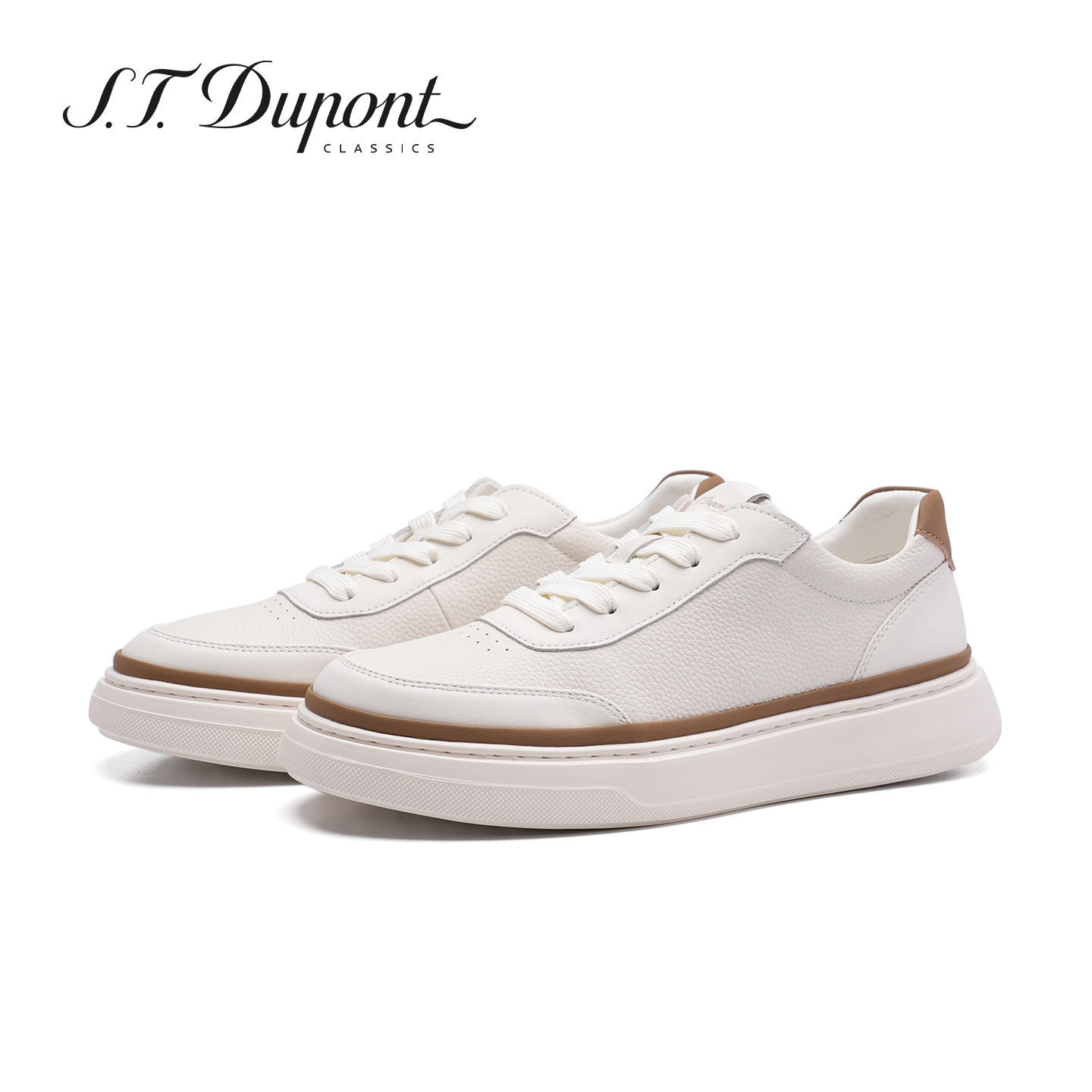 S.T. Dupont/都彭男士真皮休闲板鞋白色百搭厚底小白鞋G35167202