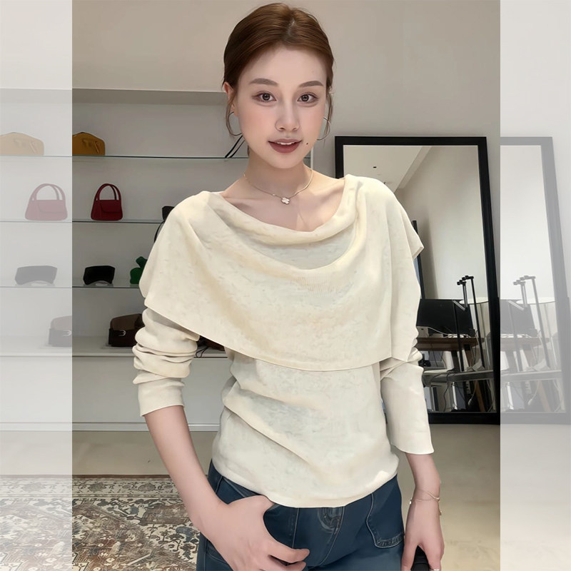 JOYIASS法式荡领披肩针织衫两件套女秋季新款高级感时尚洋气时髦
