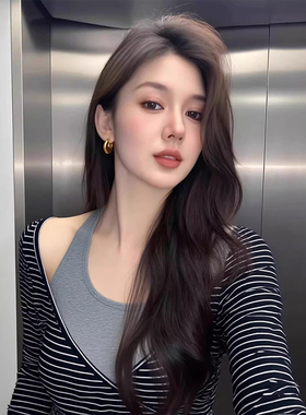 ROUMIKL深灰色条纹拼接挂脖假两件针织衫女新款早秋季气质绝美巨