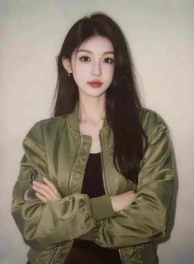 ROUMIKL户外风绿色立领短外套女秋季新款时尚潮流又a又飒棒球服夹