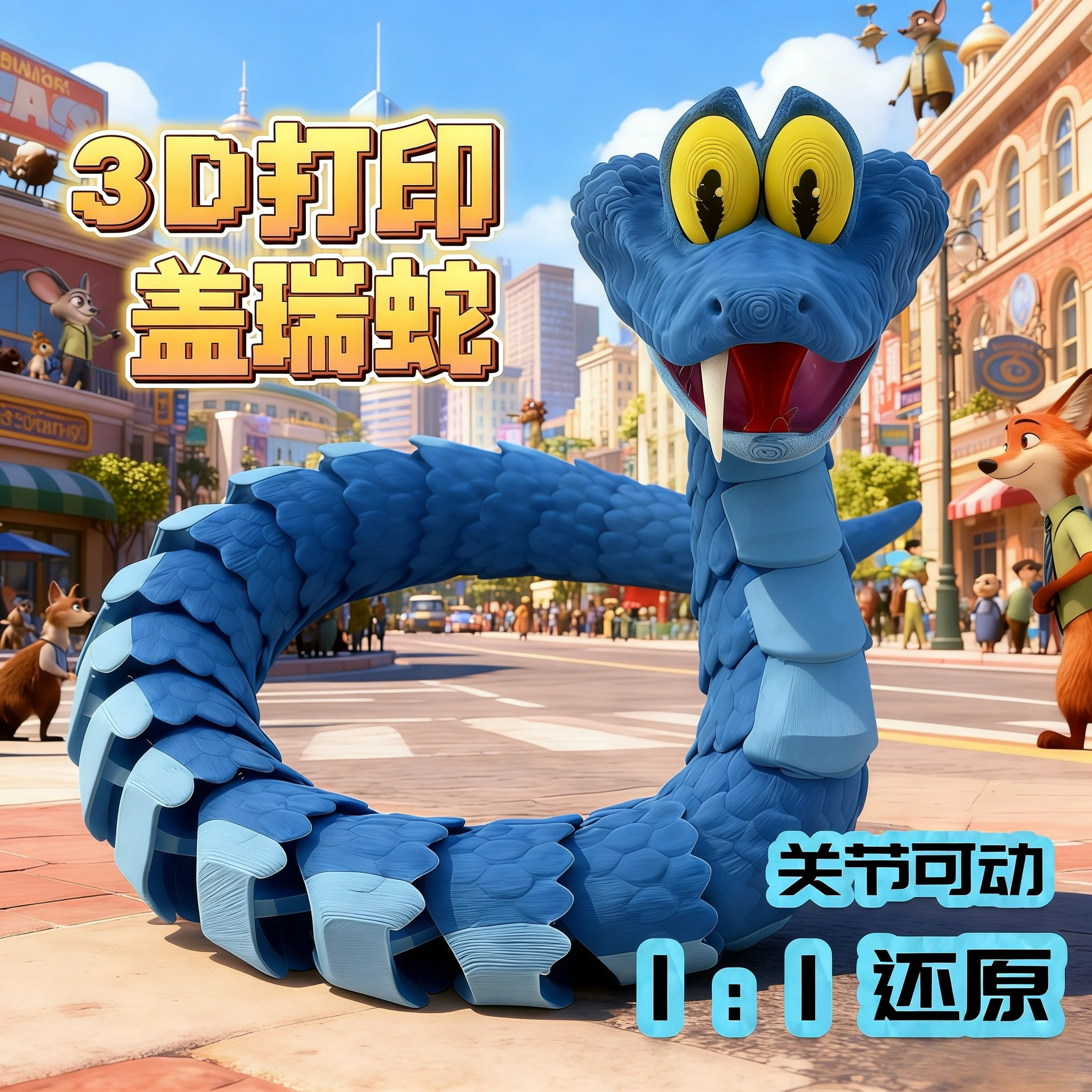 【疯狂动物城2周边】盖瑞蛇手办