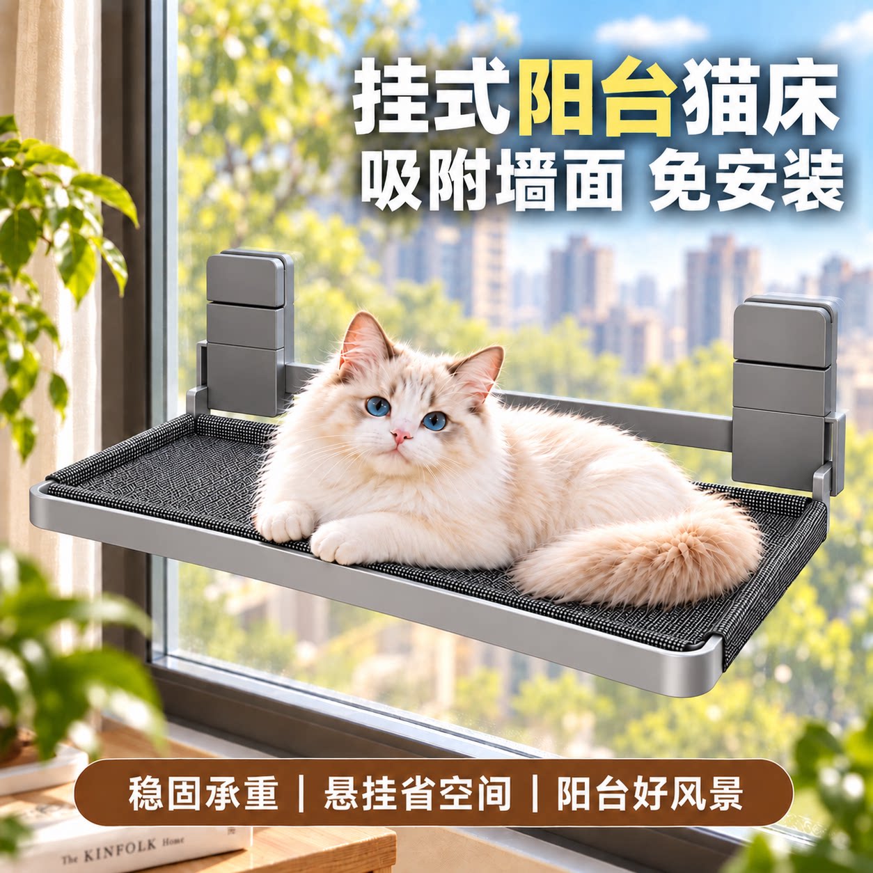 新式猫窝四季通用猫吊床窗户玻璃吸盘悬挂式太空舱猫咪睡窝晒太阳图片