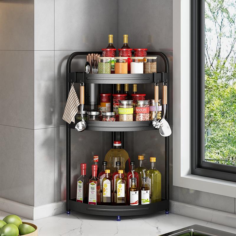 采诗曼厨房置物架调料三角架子灶台墙角挂件转角免打孔收纳壁挂