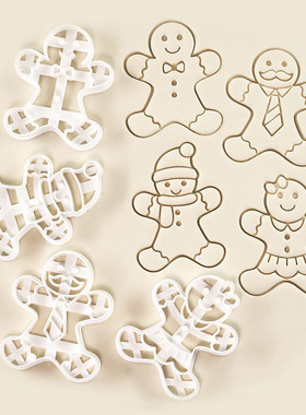 姜饼人印章模具卡通圣诞节印章磨具压花工具翻糖烘焙饼干切模
