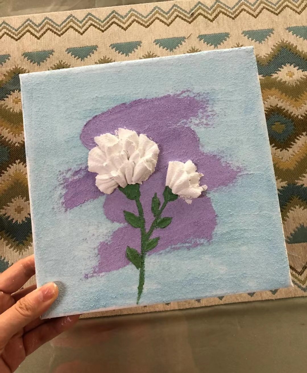 西贝家母亲节康乃馨diy肌理画材料立体石英砂丙烯填充3d手工礼物