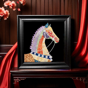 元旦手工马diy宋锦珍珠画材料包手工非遗沙龙团建相框装饰画礼物