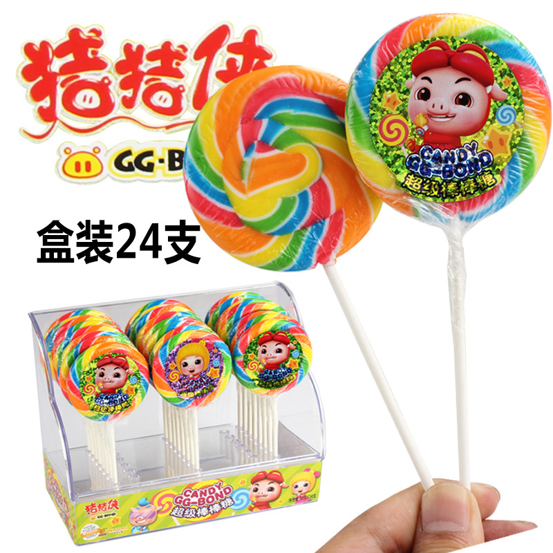 30g猪猪侠超级棒棒糖创意卡通彩虹波板糖综合水果味儿童糖果礼物