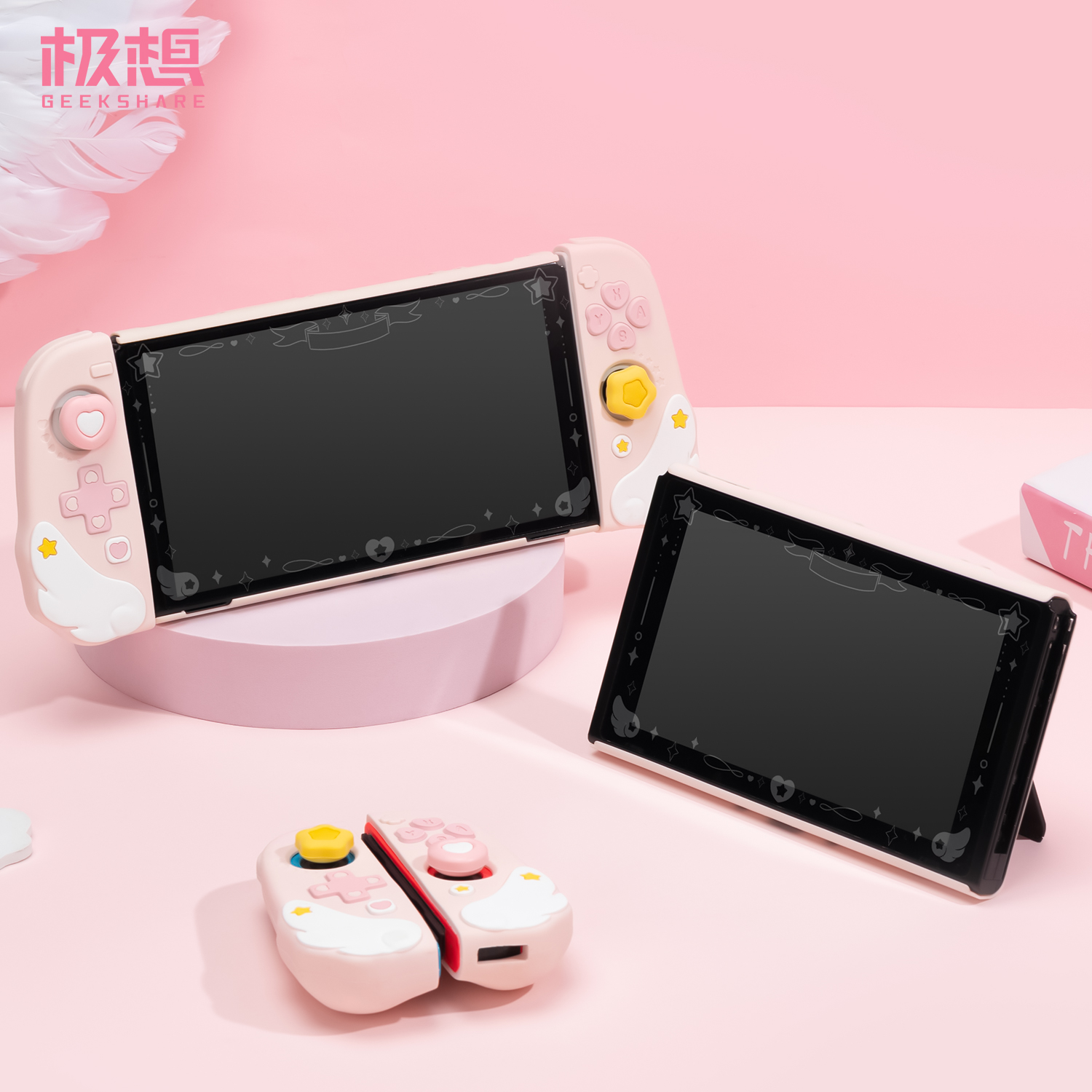 极想任天堂switch oled钢化膜防摔防爆膜高清高透抗指纹NS屏幕保护膜星翼物语流光息影膜图案主机游戏配件 电玩/配件/游戏/攻略 switch钢化膜 原图主图