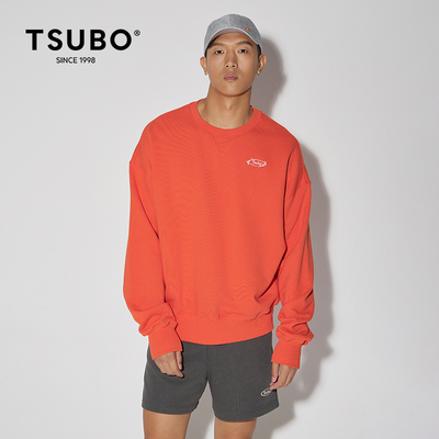 TSUBO尺不新男女同款宽松印花套头圆领卫衣潮流休闲短宽外套