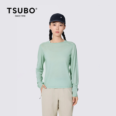 TSUBO户外运动女羊毛长袖T恤