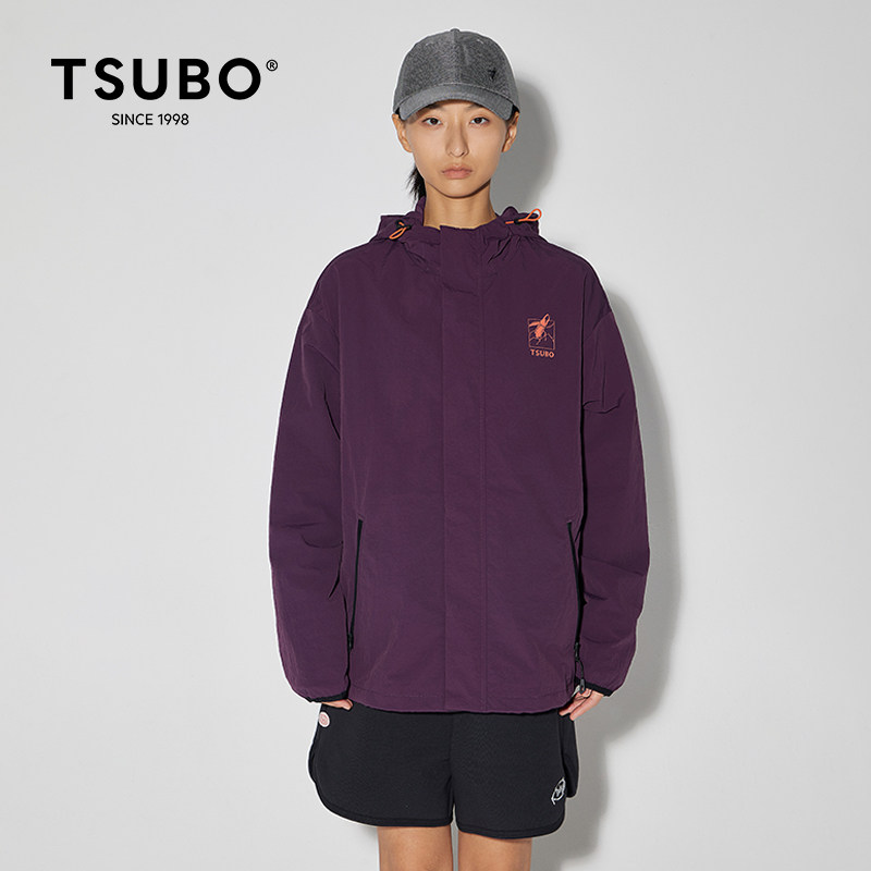 TSUBO户外运动男女同款防泼水登山外套潮流时尚连帽功能夹克