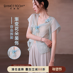 【清仓】dancetoday古典舞纱衣练功服女夏季国风飘逸上衣短袖罩衫