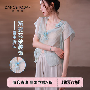 【清仓】dancetoday古典舞纱衣练功服女夏季国风飘逸上衣短袖罩衫
