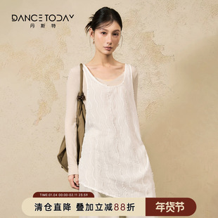 【清仓】dancetoday白色无袖上衣女春外穿叠搭慵懒飘逸小衫舞蹈服