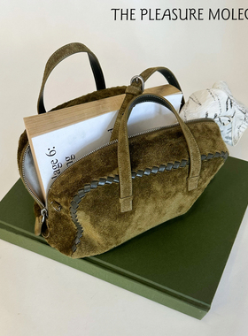 the pleasure molecule新款手工编织头层反绒牛皮波士顿包斜挎