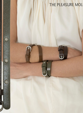 the pleasure molecule双圈皮手镯手工刺绣小花头层牛皮品质手环