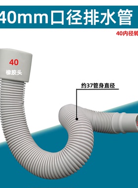 40mm排水管软管下水管适用海尔滚筒洗衣机下排水管40PVC 软管转32