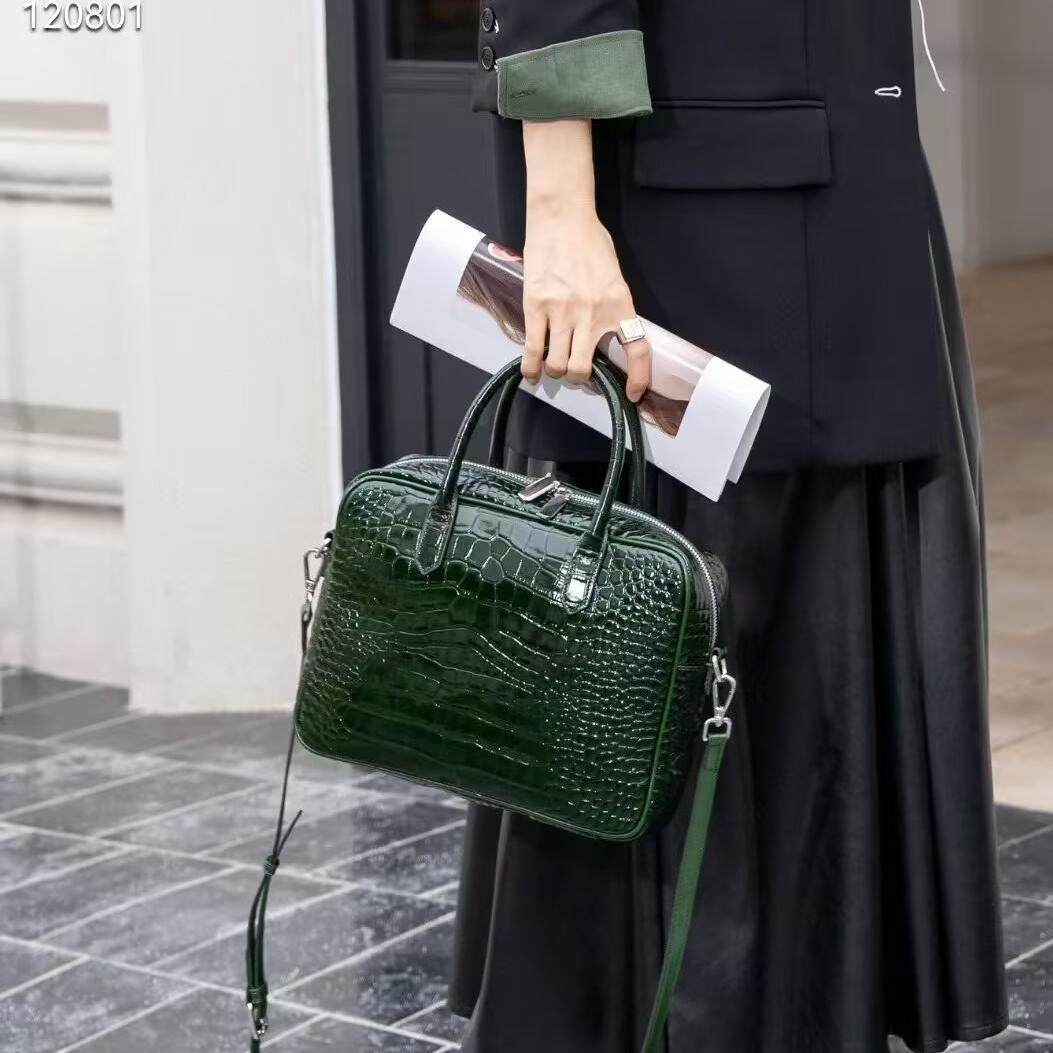 新款真皮女包韩版百搭时尚头层鳄鱼纹牛皮女手提单肩实用枕头包