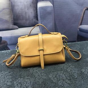 熙熙狸正品 百搭头层牛皮女手提单肩简约邮差包 真皮女包2021秋季