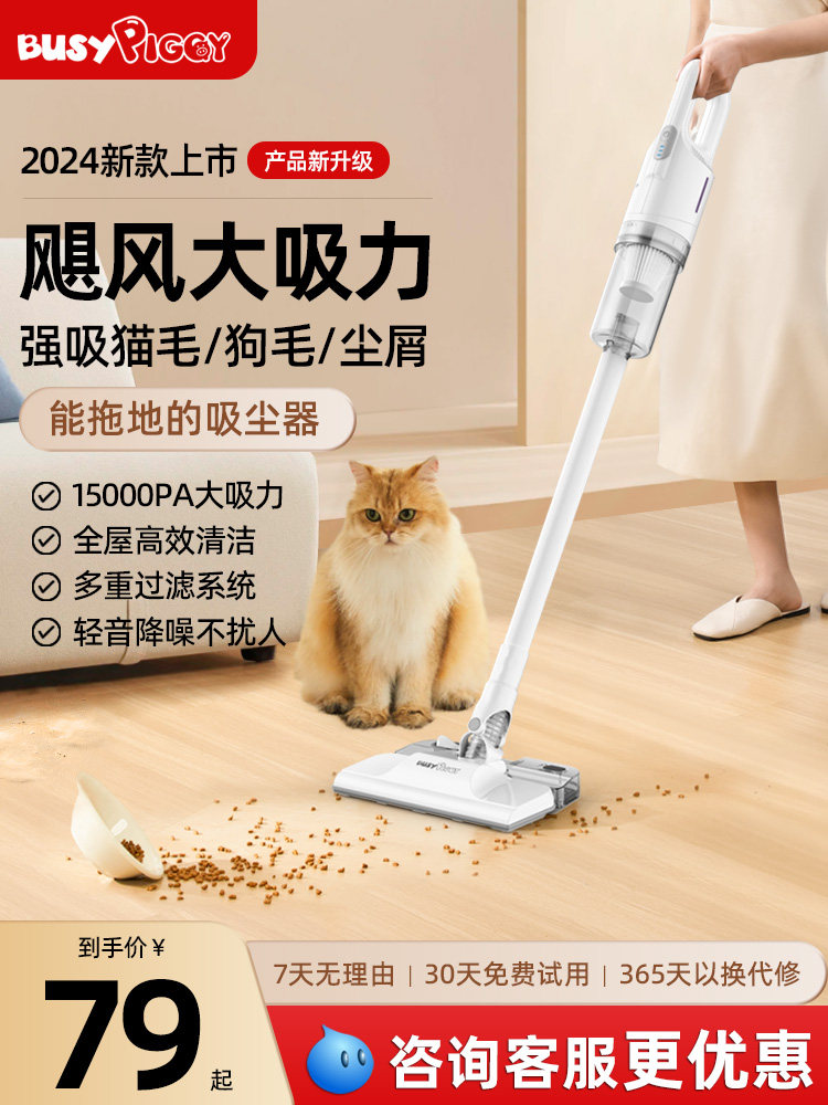 美国小猪吸尘器吸拖一体机家用小型手持大吸力功率小狗毛除尘除螨