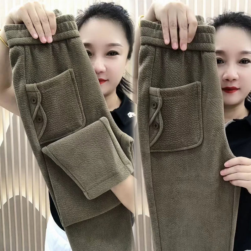 高腰韩版雪尼尔长裤直筒百搭