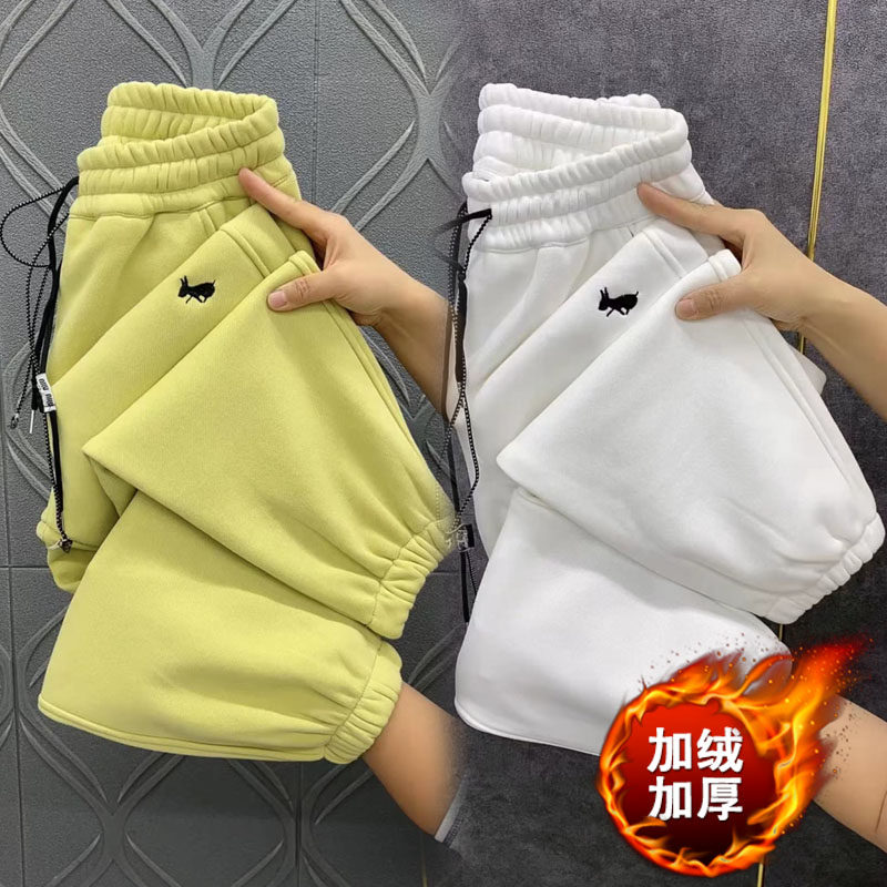 高腰欧货摇粒绒九分裤亲肤哈伦裤