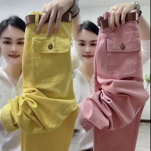 洋气小个子休闲裤 女水洗棉宽松老爹裤 百搭显瘦高腰九分裤 春秋新款