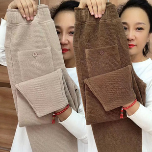 宽松直筒外穿奶奶裤 秋冬季 女高腰显瘦百搭哈伦裤 雪妮绒马丁裤 新款