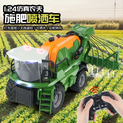 新品儿童玩具遥控6通液态施肥洒水车遥控灯光农夫车可喷水