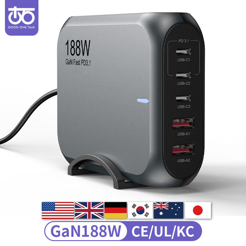 新款140W桌面充多口UFCS融合快充GaN大功率多功能PD3.1适配器