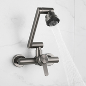 入墙式 冷热水龙头厨房墙排洗衣池阳台洗脸盆万向旋转面盆龙头墙出