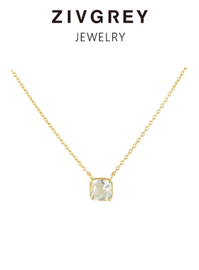 天然白水晶小方糖项链轻奢