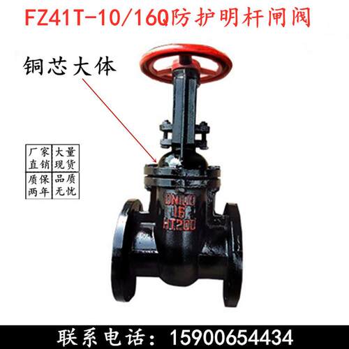 新款阀门 FZ41T-16Q防护明杆闸阀铸铁铜杆铜芯排污阀包邮